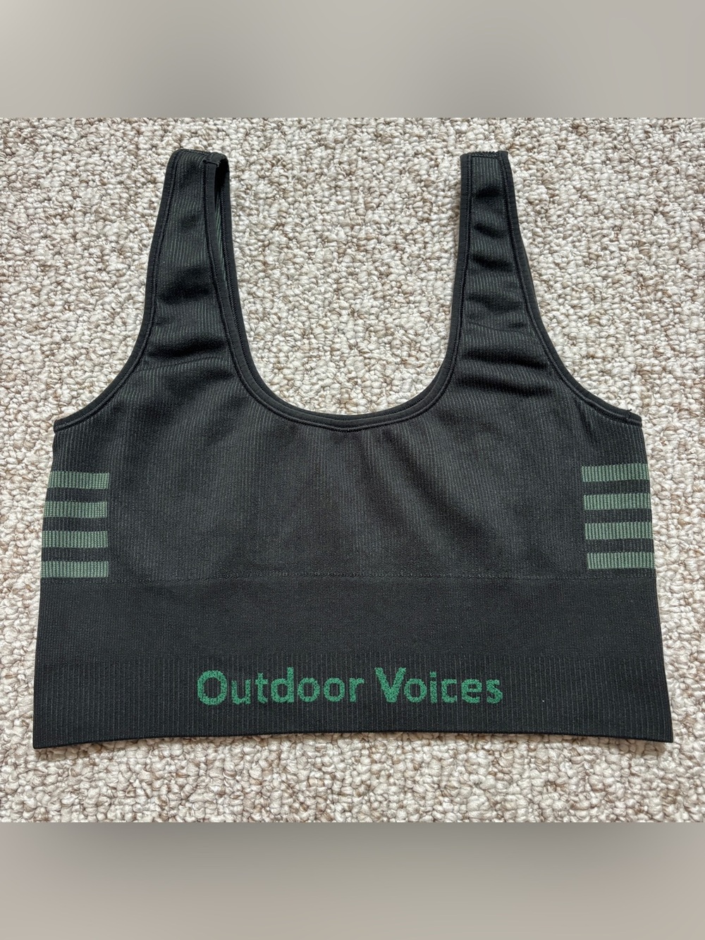 Outdoor Voices Womens Seamless Sports Bra Black Green Athletic Workout